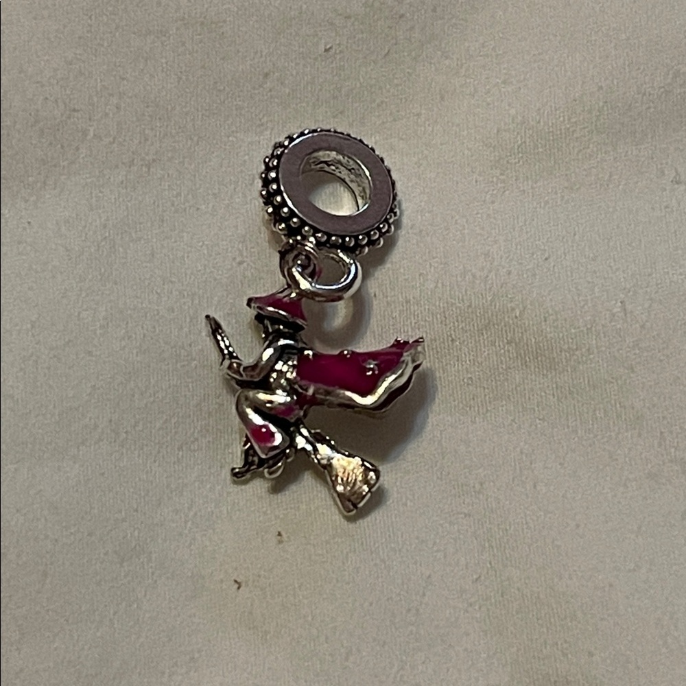 Silver Witch Charm with Red Accents - Picture 7 of 10